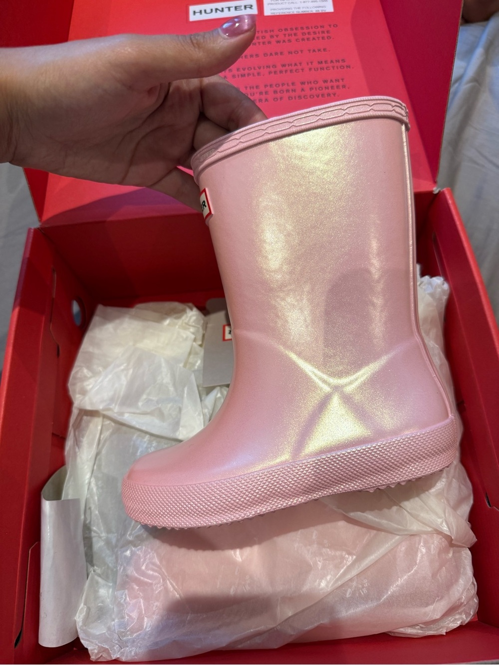 Hunter Kids Pink Pearl Rain Boots